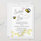 メールで白い赤ちゃんシャワーを浴びる甘いお菓子 招待状 (正面)