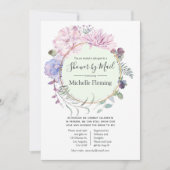 メールで贈るパステルフラワーのベイビーシャワーまたはブライズシャワー 招待状 (正面)