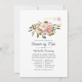 メールで贈るローズゴールドとフラワーのブライダルシャワー 招待状 (正面)