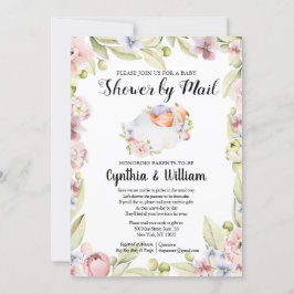 メールで贈る女の子のベイビーシャワー | エレガントな春の花 招待状