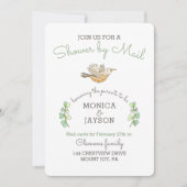 メールで赤ちゃんシャワーかわいいママバード 招待状 (正面)