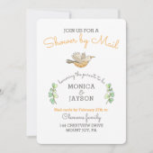 メールで赤ちゃんシャワーかわいいママバード 招待状 (正面)