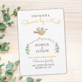 メールで赤ちゃんシャワーかわいいママバード 招待状