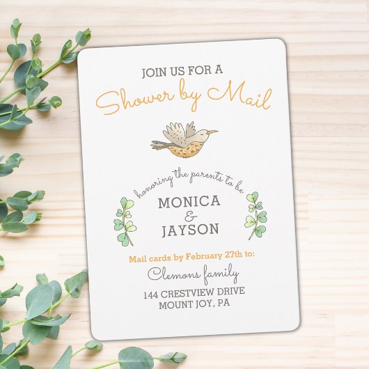 メールで赤ちゃんシャワーかわいいママバード 招待状