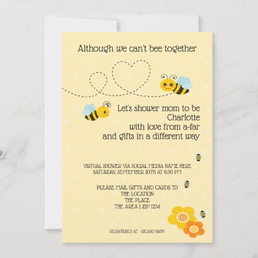 メールで赤ちゃんシャワーを浴びることが出来ない 招待状 (正面)