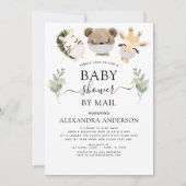 メールで赤ちゃんシャワーウッドランドユーカリ緑 招待状 (正面)