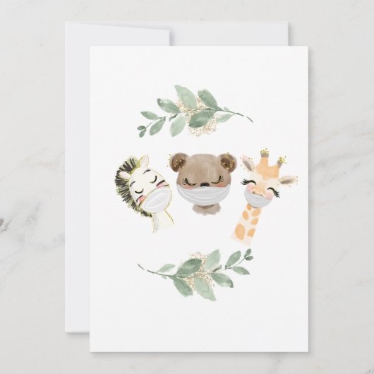 メールで赤ちゃんシャワーウッドランドユーカリ緑 招待状 (裏面)