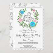 メールで赤ちゃんシャワー |フローラリースロッキングホース 招待状 (正面/裏面)