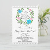 メールで赤ちゃんシャワー |フローラリースロッキングホース 招待状 (スタンド正面)