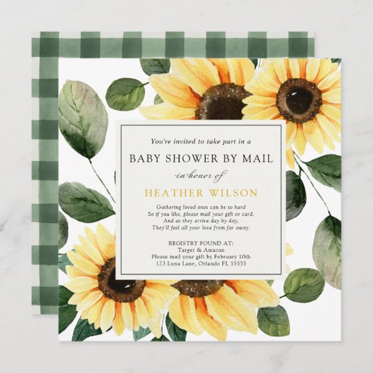 メールによるひまわりの赤ちゃんシャワー 招待状 (正面/裏面)