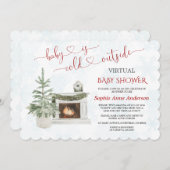 メールによるバーチャル赤ちゃんシャワーベビーは外が寒い 招待状 (正面/裏面)