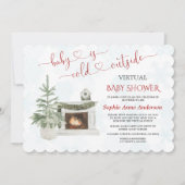 メールによるバーチャル赤ちゃんシャワーベビーは外が寒い 招待状 (正面)