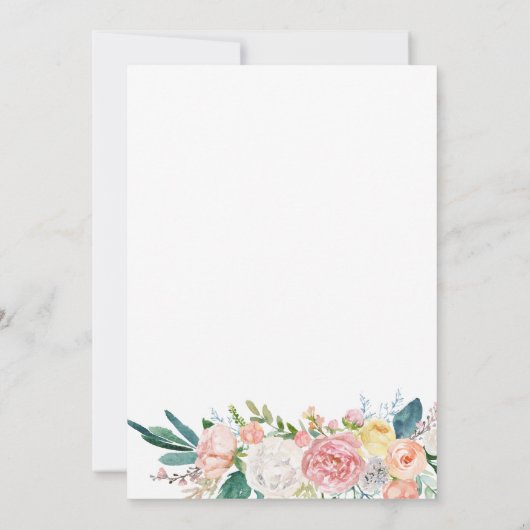 メールによるピンクのフローラベビーシャワーのプランの変更 招待状 (裏面)