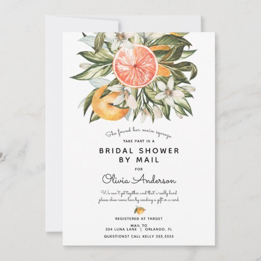 メールによるメイン絞りブライダルシャワー 招待状 (正面)