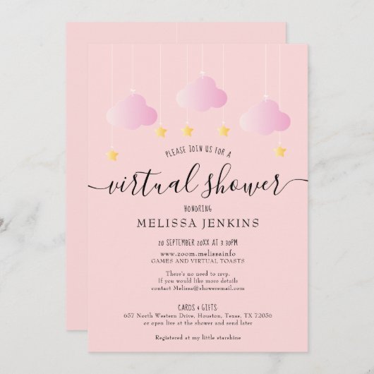メールによる仮想オンライン長距離シャワー 招待状 (正面/裏面)