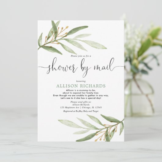 メールによる赤ちゃんシンプルのシャワー男女兼用 招待状 (スタンド正面)