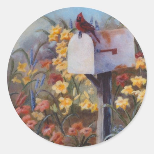 メールのステッカーを待っている ラウンドシール (正面)