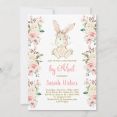 メールの女の子によるバニーのベビーシャワー 招待状 (正面)