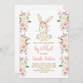 メールの女の子によるバニーのベビーシャワー 招待状 (正面/裏面)