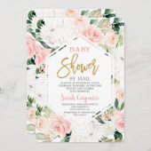 メールの女の子によるベビーシャワー 招待状 (正面/裏面)