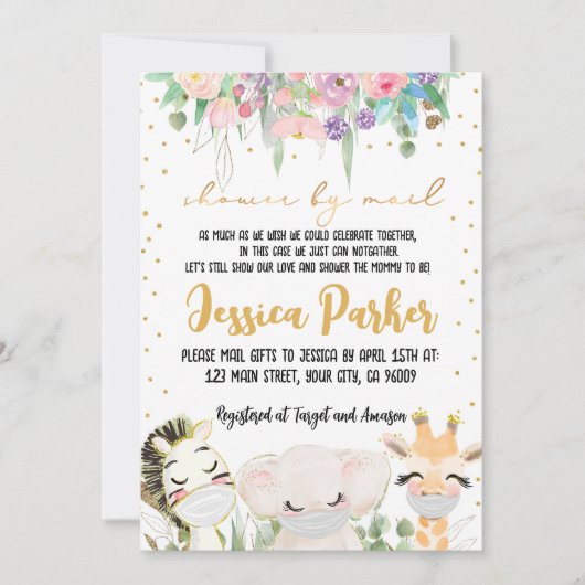 メールの招待状による赤ちゃんシャワー 招待状 (正面)