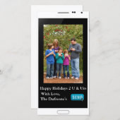 メールや文字を打つおもしろいクリスマス垂直 シーズンカード (正面/裏面)
