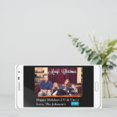 メールや文字を打つおもしろいクリスマス水平 シーズンカード (スタンド正面)