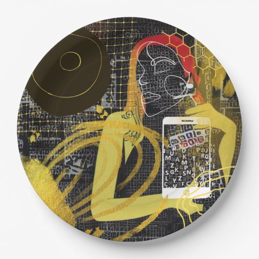 メールや文字を打つフレンド ペーパープレート (正面)