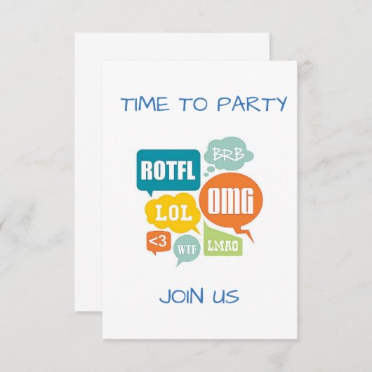 メールや文字を打つ「シニアスタイル」パーティの招待状 招待状 (正面/裏面)