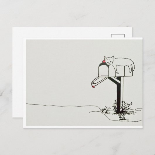 メールを待っているネコ ポストカード (正面/裏面)