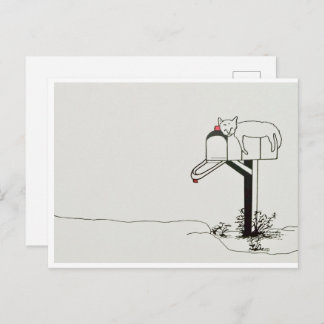 メールを待っているネコ ポストカード