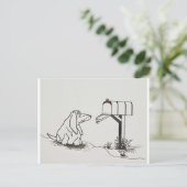 メールを待っている我慢強い犬 ポストカード (スタンド正面)