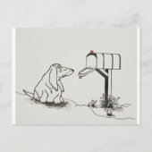 メールを待っている我慢強い犬 ポストカード (正面)