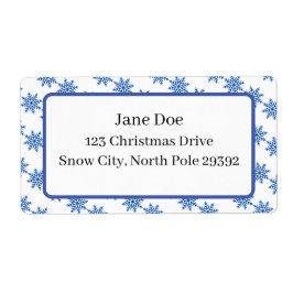 メールアドレスブルー&ホワイトウィンターシーズンのスノーフレーク ラベル
