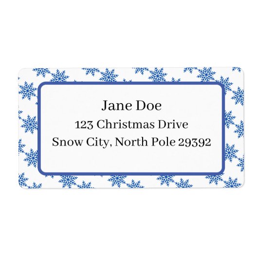 メールアドレスブルー&ホワイトウィンターシーズンのスノーフレーク ラベル (正面)