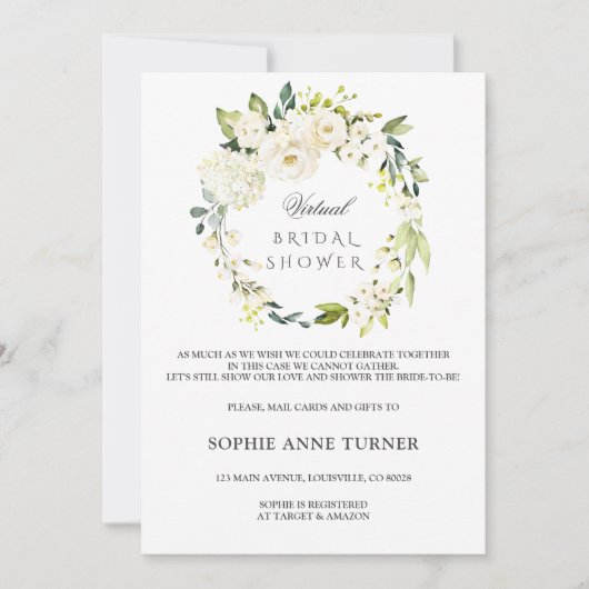 メールエレガントによる白フローラ仮想ブライダルシャワー 招待状 (正面)