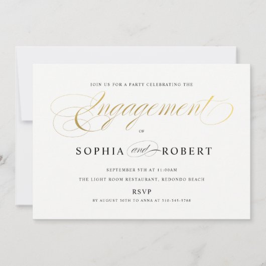 メールエレガントカップルによる婚約シャワー 招待状 (正面)