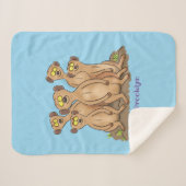 メールカおもしろいット家族漫画イラストレーション シェルパブランケット (正面(横))