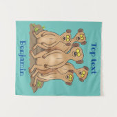 メールカおもしろいット家族漫画イラストレーション タペストリー (正面(横))