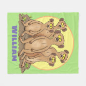 メールカおもしろいット家族漫画イラストレーション フリースブランケット (正面(横))