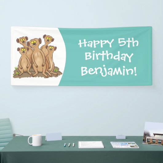 メールカおもしろいット家族漫画イラストレーション 横断幕 (トレードショー)