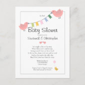 メールガールピンクの鳥による赤ちゃんシャワー ポストカード (正面)