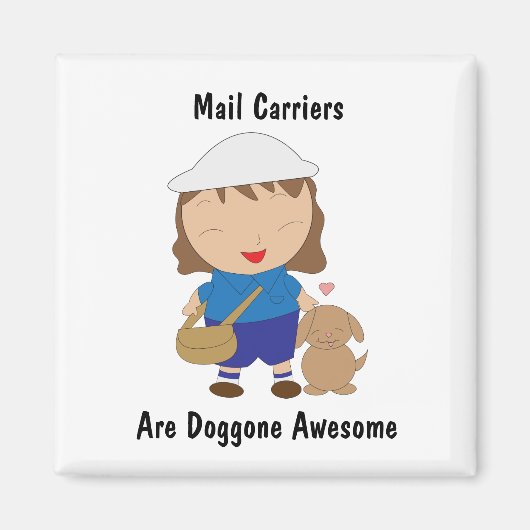 メールキャリアの女性パーソナライ素晴らしズ マグネット (正面)