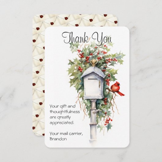 メールキャリアクリスマスメールボックスサンキューカード サンキューカード (正面/裏面)