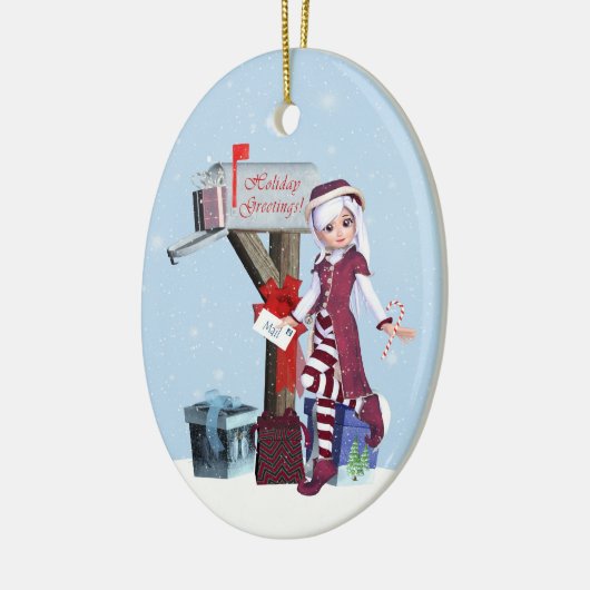 メールキャリア小妖精や小人メールボックスおよびギフトオーナメント セラミックオーナメント (左)