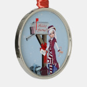 メールキャリア小妖精や小人メールボックスおよびギフトオーナメント メタルオーナメント (右)