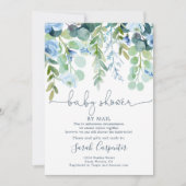 メールシャワー青フローラ赤ちゃんシャワー 招待状 (正面)