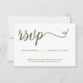 メールシンプルを送らないRSVPモダンの緑のスクリプト 出欠カード (正面)