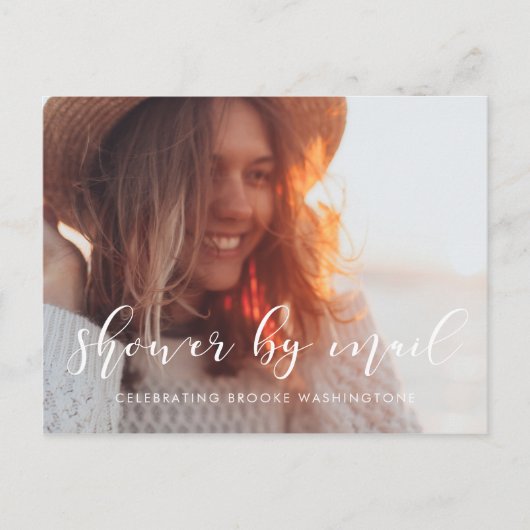 メールシンプル写真によるエレガントとベビーシャワー ポストカード (正面)