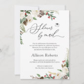 メールスクリプトでシャワー素朴冬のフローラ葉 招待状 (正面)